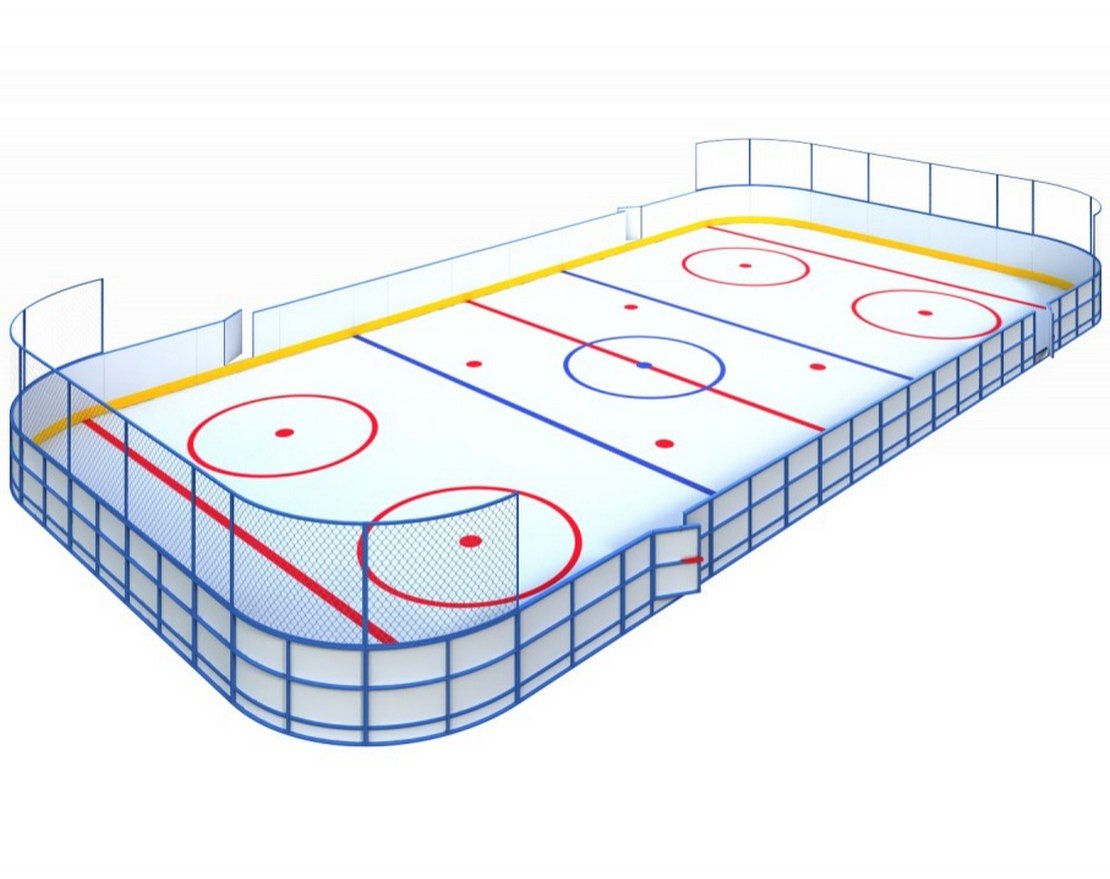 Хоккейная площадка из стеклопластика TORUDA 002 R-3,0 м (ограждение за воротами Н-1500 мм)