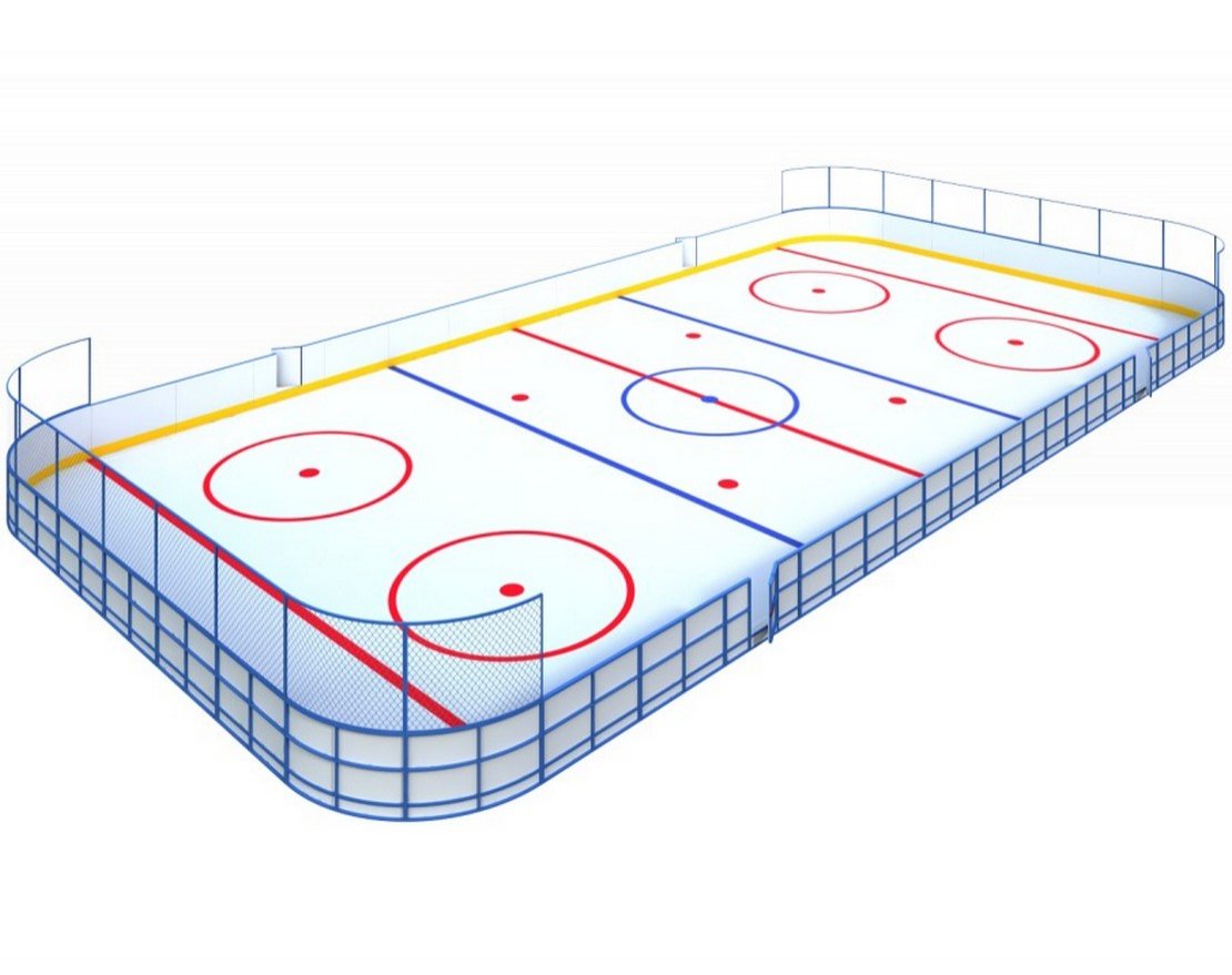 Хоккейная площадка из стеклопластика TORUDA 003 R-3,0 м (ограждение за воротами Н-1500 мм)