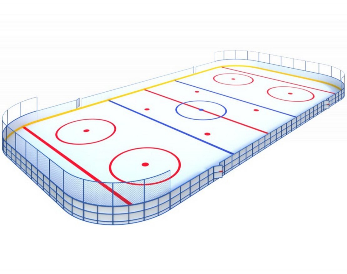 Хоккейная площадка из стеклопластика TORUDA 004 R-5,0 м (ограждение за воротами Н-1500 мм)
