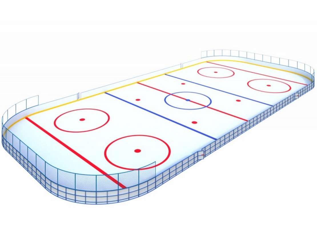 Хоккейная площадка из стеклопластика TORUDA 005 R-7,5 м (ограждение за воротами Н-1500 мм)