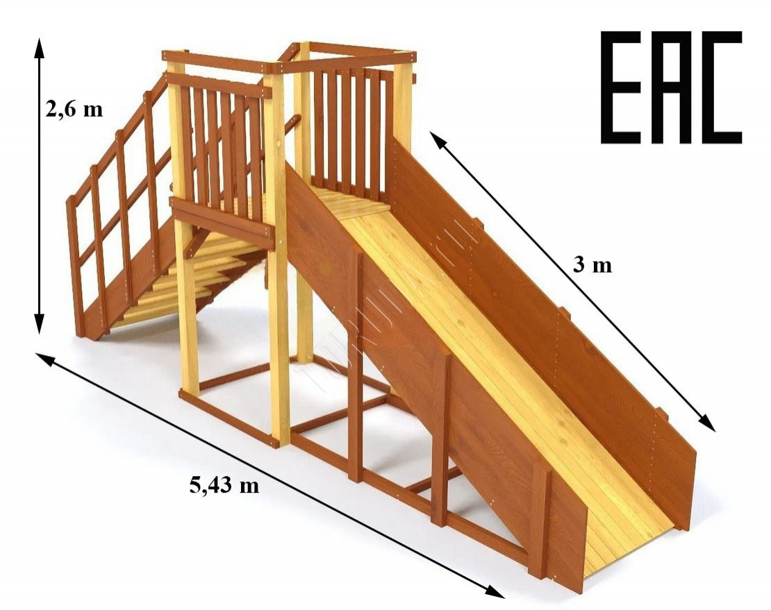 Зимняя деревянная горка TORUDA Север-2 (скат 3 м)